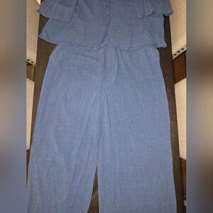 Roslyn Linen Pant Set - Navy